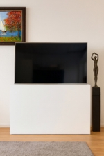 TV lift Smart met houten meubel 130x98x30 MDF kast wit gegrond voor 37 t/m 55 inch TV 