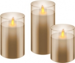 LED vlam flakker kaars in goud glas set van 3