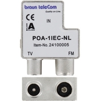 Braun POA1 IEC coax opdruk verdeler radio TV (tv male-radio female)
