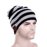Bluetooth beanie muts zwart/creme wit dames/heren