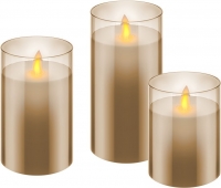 LED vlam flakker kaars in goud glas set van 3