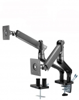 Bureaubeugel monitorarm HL22-2 voor 2 monitoren 17-32 inch, interactief 2 USB poorten, zwart